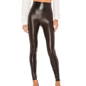 Spanx Faux Leather Croc Shine High Waisted Leggings 20303R Brown
